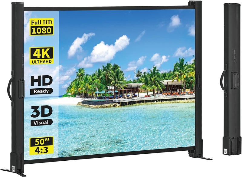 excelimage Portable Projector Screen with Stand, 50 Inch 4:3, Outdoor Projector Screen, Lightweight and Retractable, 1.2 High Gain Wrinkle-Free Video Projection Screens, for Home Cinema, Meeting Presentation. - Image 1